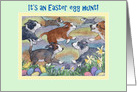 Easter egg hunt party invitation, border collie dogs at Easter card