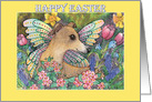 Happy Easter, spring whippet fairy, card
