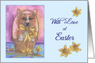 Easter card with love, Corgi dog and Easter basket card