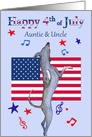 Happy 4th July, Auntie & Uncle, dancing greyhound dog & American flag card