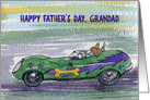 Happy Father’s Day, Grandad, corgi dog in a racing car card