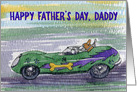 Happy Father’s Day, Daddy, corgi dog in a racing car card