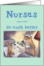 Nurses Day card, corgi dog nurse giving medicine card