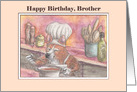 Happy Birthday, Brother, corgi dog chef, in the kitchen card
