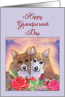 Happy Grandparents Day, corgi dogs, loving couple card