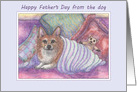 Happy Father’s Day from the dog, welsh corgi dog, cosy, teddy bear, card