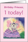 Birthday Princess, 1 today. 1st birthday mouse fairy, card