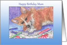 Happy Birthday, Mum, Corgi dog and colouring book card
