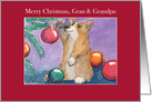 Merry Christmas, Gran & Grandpa, Corgi Dog & Christmas Tree card