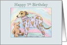 Happy 7th Birthday, Greyhound in Pyjamas card