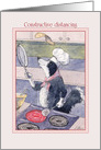 Border Collie dog practises his pancake tossing during the Pandemic card