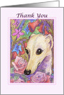 Cream Whippet Dog amongst Flowers Expressing Gratitude card