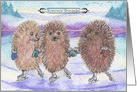 Three Ice Skating Hedgehog Friends - One for All! card