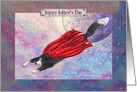 For Dad Border Collie Dog Superhero Flying across the Sky for Father’s Day card