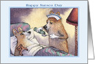 Corgi Dog Nurse Looking After Corgi Patient card