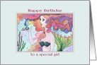 Birthday for Her A Mermaid and her Friend Seahorse are having a Chat card