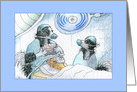 Border Collie Dog Surgeon and Nurse Operate on a Cat, Blank card