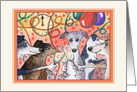 Greyhound and Whippet Dogs at a Party Toasting Life, Blank card