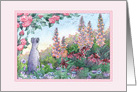 Greyhound Dog Sitting in Garden enjoying the Summer Breeze Blank card