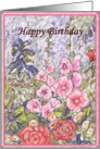 happy birthday paper greeting card flowers card