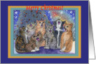merry christmas, cats, singing, card