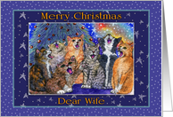 Cats Singing Christmas Carols for a Dear Wife card