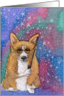 Corgi dog wizard with his wand card