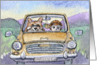 Corgi dog driving his hoomun out on a trip card