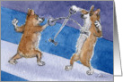 The Corgi Games, fencing, corgi, dog, card