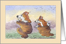 Corgi Dogs, Sack Racing, Blank card