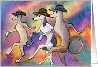 Line dancing greyhound whippet dog Card