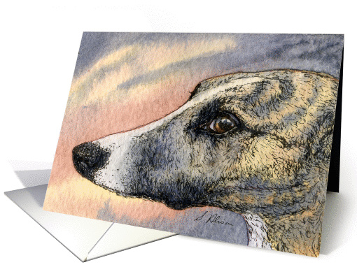 Brindle greyhound whippet dog card (1033751)