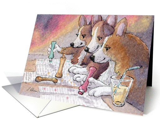 Welsh Corgi dogs playing bingo card (1041857)