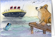 Corgi wishing bon voyage to friend going on a cruise card