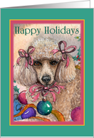 Happy Holidays. Christmas poodle. card