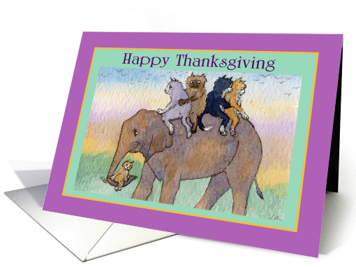 Happy Thanksgiving. Elephant ride. card (1445154)