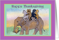 Happy Thanksgiving. Elephant ride. card