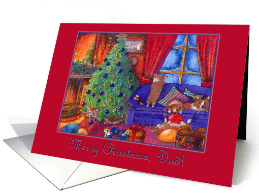 Merry Christmas Dad, Christmas Corgis. card (1446790)