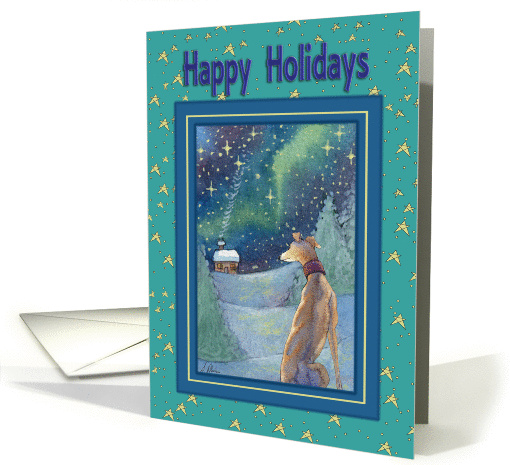 Happy Holidays, Greyhound snow scene. card (1448862)