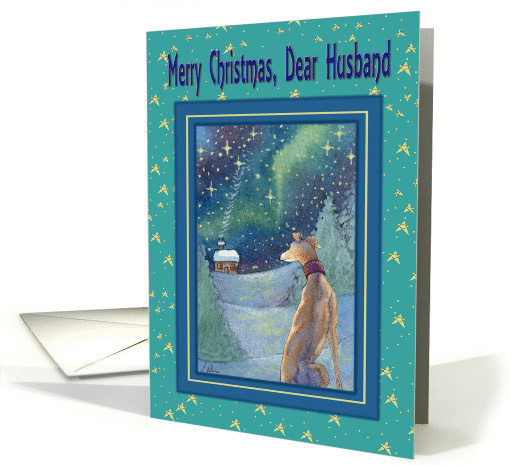 Merry Christmas dear Husband, Christmas greyhound winter scene card