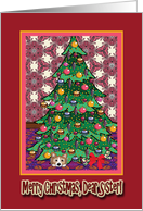 Merry Christmas Sister, Corgi under a Christmas tree card