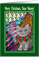 Merry Christmas Nanny, cat and mouse friends christmas card