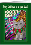 Merry Christmas Boss, cat and mouse friends christmas card