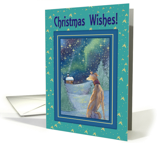 Christmas Wishes, Christmas Greyhound winter scene card (1454242)