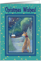 Christmas Wishes, Christmas Greyhound winter scene card