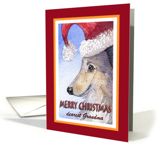 Merry Christmas Grandma, Sheltie in Santa hat card (1455644)