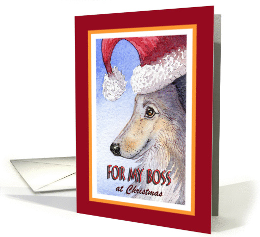 For my Boss at Christmas, Sheltie in a Santa hat card (1456204)