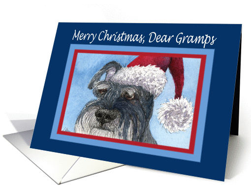 Merry Christmas Gramps, Schnauzer in Santa hat card (1456410)