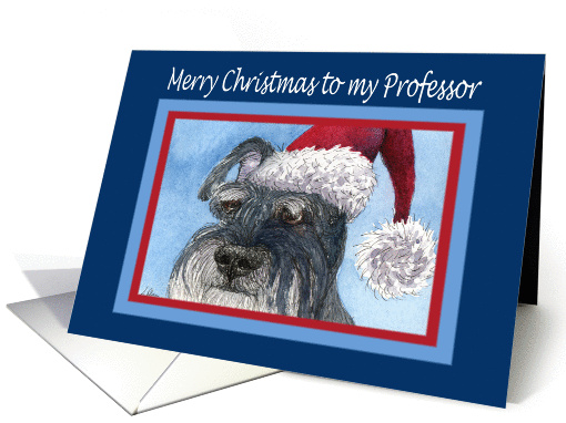 Merry Christmas Professor, Schnauzer in Santa hat card (1456462)