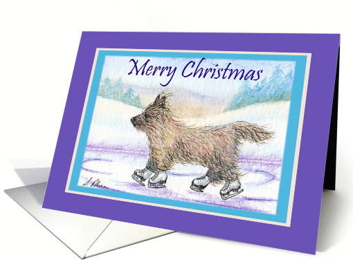Merry Christmas, Cairn Terrier ice skating card (1456696)